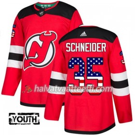 Lasten NHL New Jersey Devils Pelipaita Cory Schneider 35 Adidas 2017-2018 Punainen USA Flag Fashion Authentic